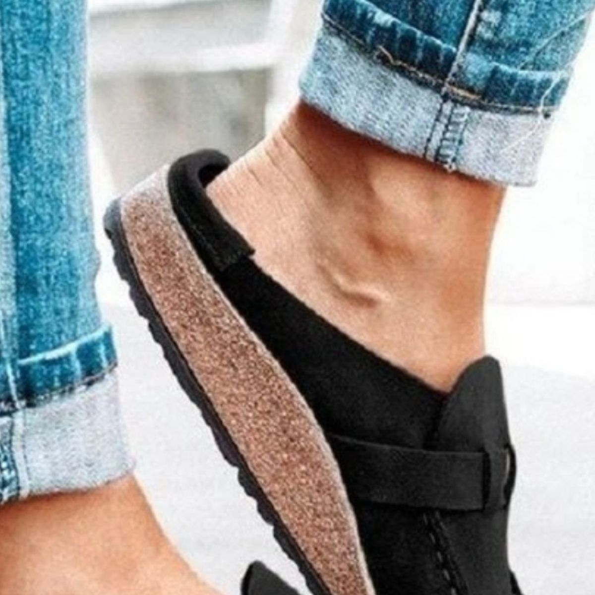 Round Toe Low Heel Buckle Sneakers