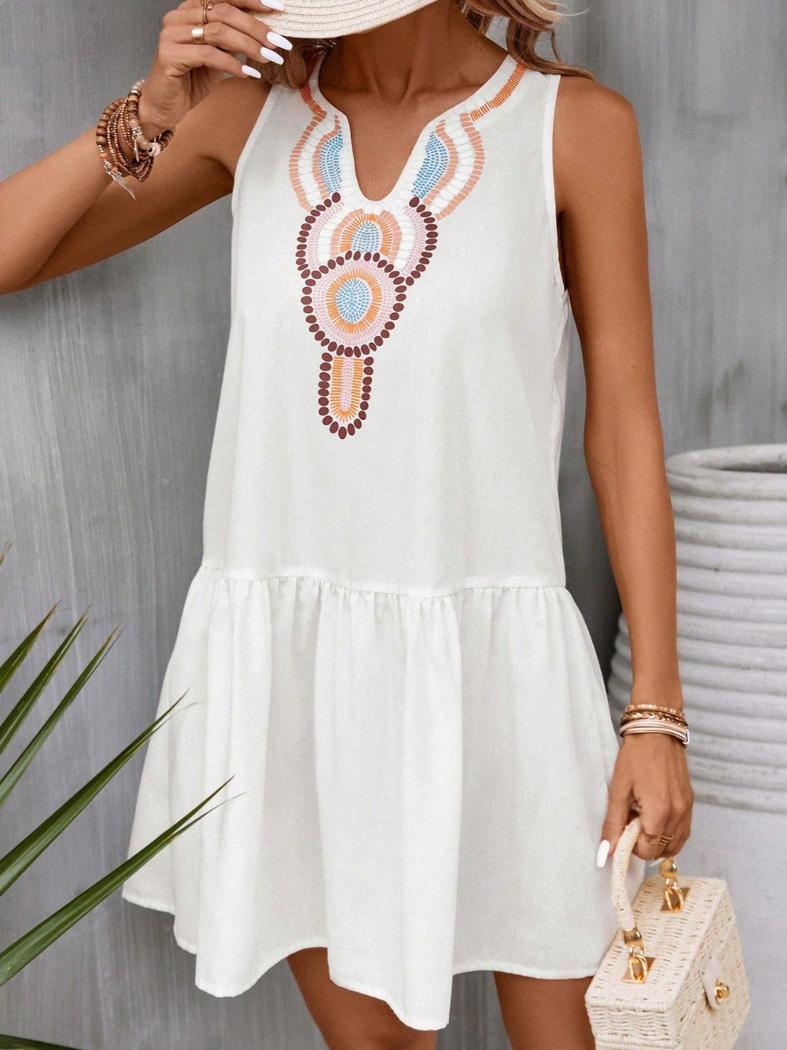 Printed Sleeveless Mini Dress